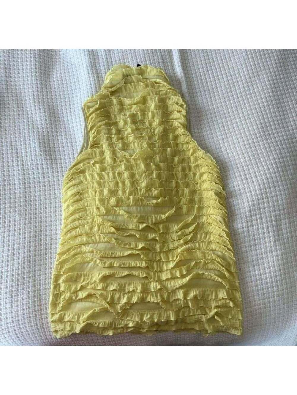 New Direction Yellow Ruffle Blouse Feminine Summer Top Women's Size Small - Picture 3 of 6
